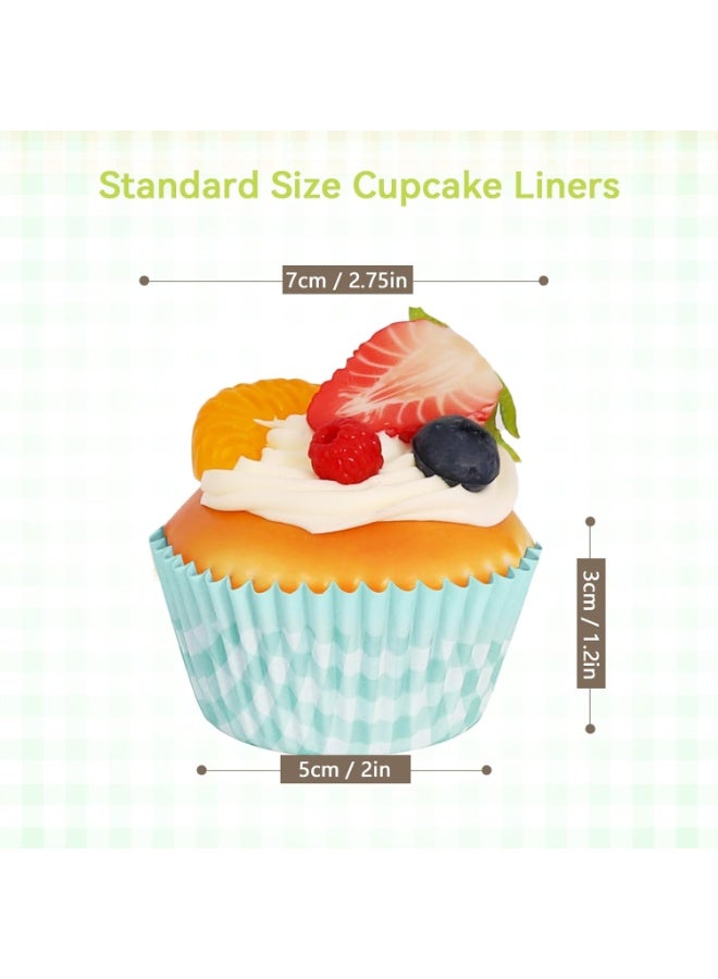 100 PackStandard Cupcake Liners, Colorful Paper Baking Cups Food Grade Disposable Cupcake Wrappers Buffalo Plaid Muffin Liners for Birthday Tea Themed Party Decor - Image 2